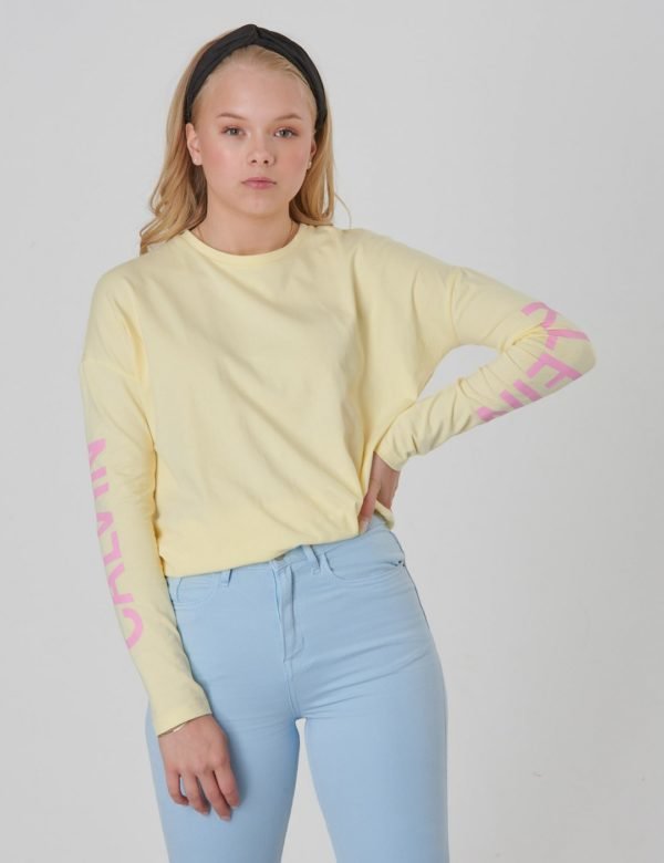 Calvin Klein Long Sleeve Logo Girl Tee T-Paita Keltainen