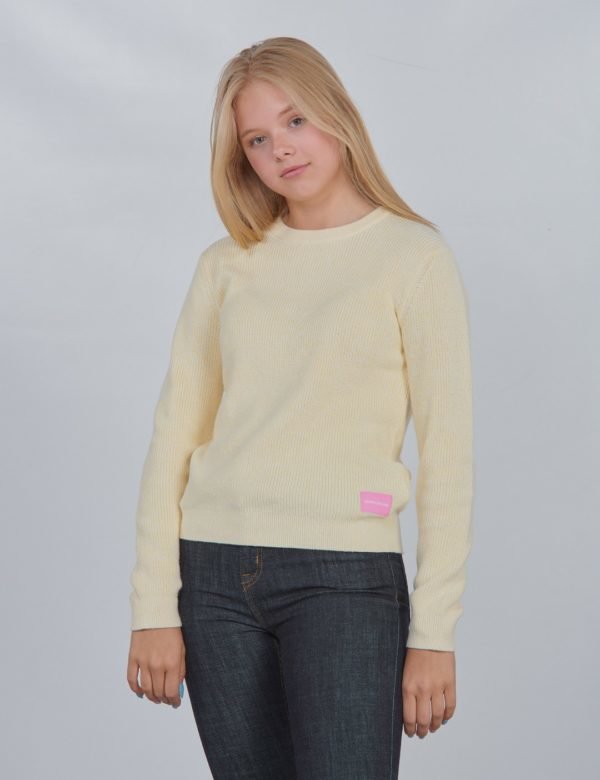 Calvin Klein Melange Organic Cotton Sweater Neule Keltainen