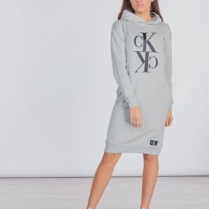 Calvin Klein Midi Monogram Hoodie Dress Mekko Harmaa