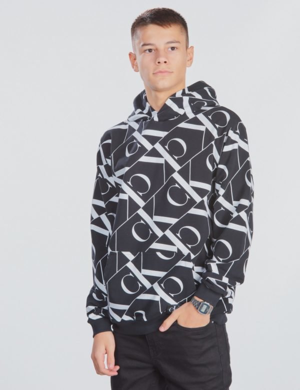 Calvin Klein Mirror Monogram Aop Hoodie Huppari Musta