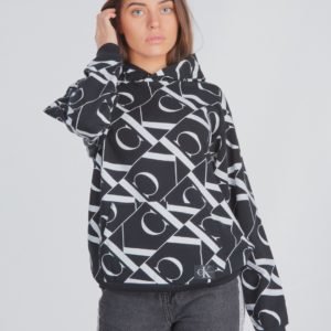 Calvin Klein Mirror Monogram Aop Hoodie Huppari Musta