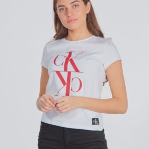 Calvin Klein Monogram Cropped T Shirt T-Paita Valkoinen