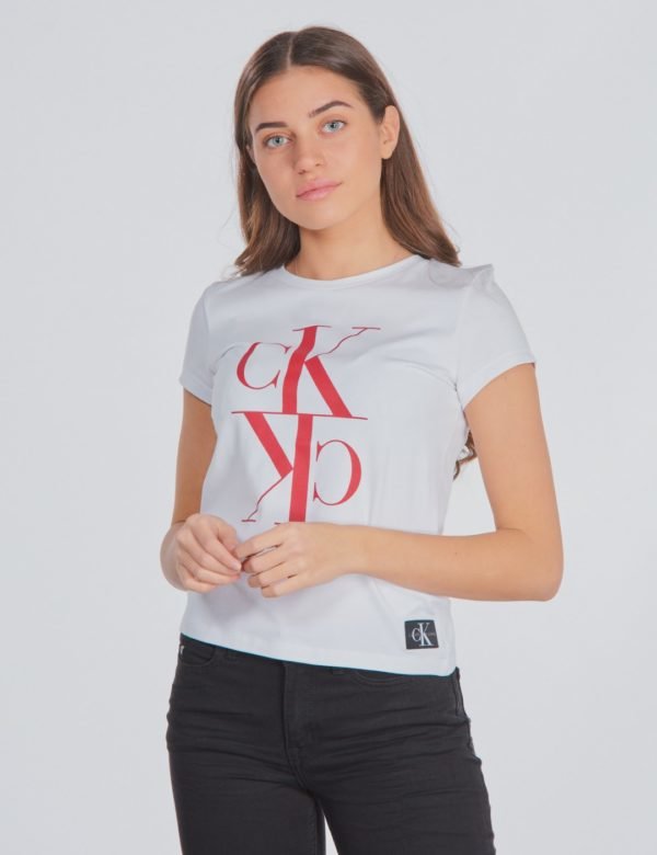 Calvin Klein Monogram Cropped T Shirt T-Paita Valkoinen