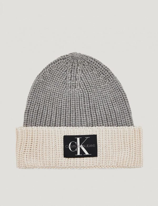 Calvin Klein Monogram Knitted Beanie Hattu Harmaa