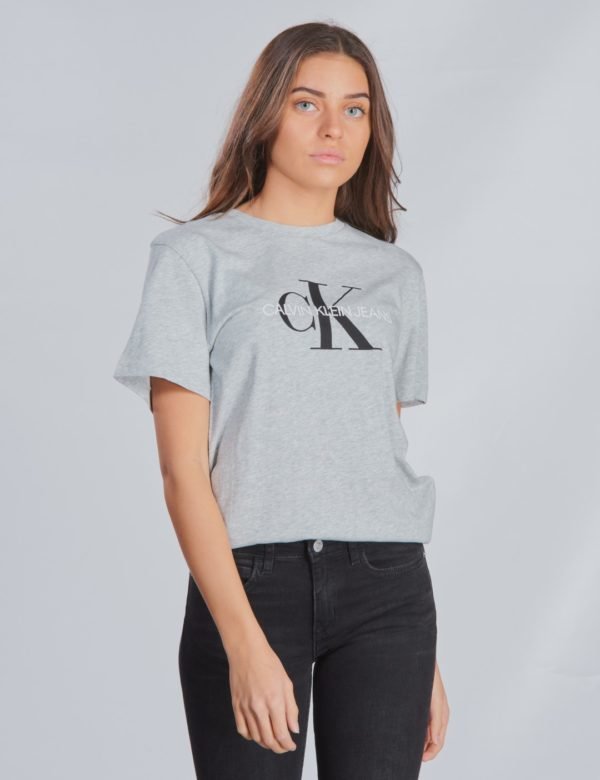 Calvin Klein Monogram Logo T Shirt T-Paita Harmaa