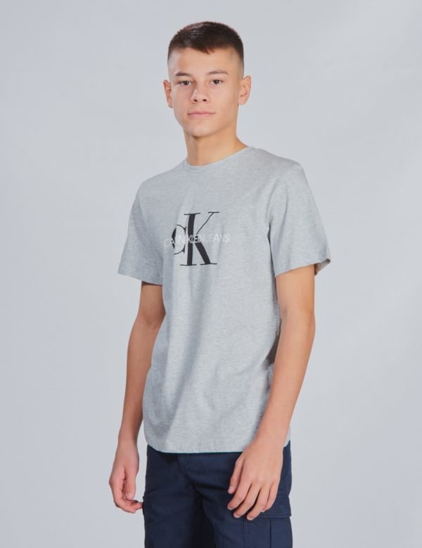 Calvin Klein Monogram Logo T Shirt T-Paita Harmaa
