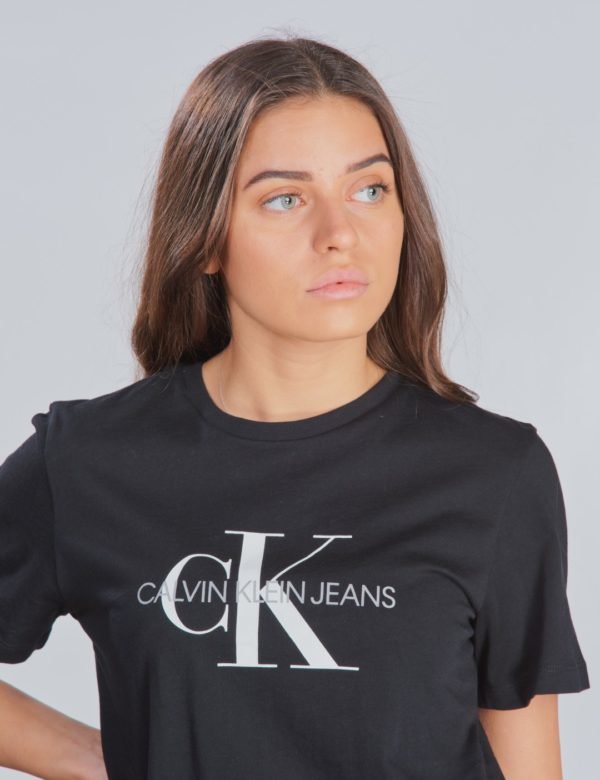 Calvin Klein Monogram Logo T Shirt T-Paita Musta