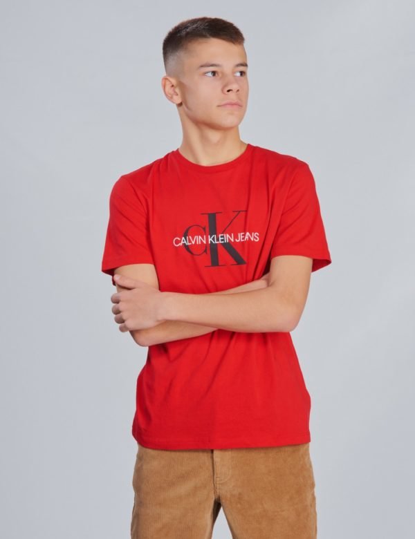 Calvin Klein Monogram Logo T Shirt T-Paita Punainen