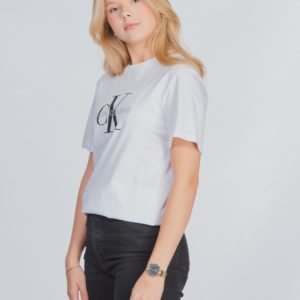 Calvin Klein Monogram Logo T Shirt T-Paita Valkoinen