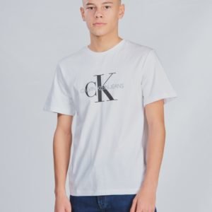 Calvin Klein Monogram Logo T Shirt T-Paita Valkoinen