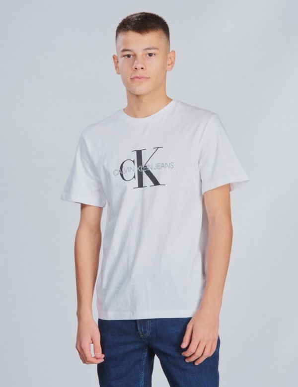 Calvin Klein Monogram Logo T Shirt T-Paita Valkoinen