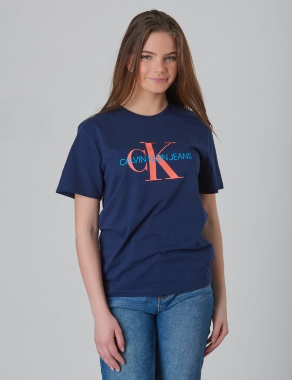 Calvin Klein Monogram Oco Tee T-Paita Sininen