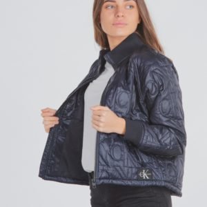 Calvin Klein Monogram Quilted Bomber Jacket Takki Sininen