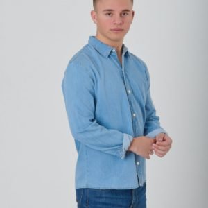 Calvin Klein Monogram Shirt Boy Mid Blue Kauluspaita Sininen