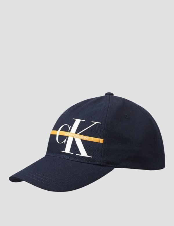 Calvin Klein Monogram Stripe Cap Lippis Sininen