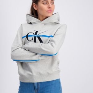 Calvin Klein Monogram Stripe Hoodie Huppari Harmaa