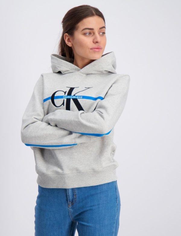 Calvin Klein Monogram Stripe Hoodie Huppari Harmaa