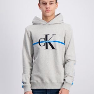 Calvin Klein Monogram Stripe Hoodie Huppari Harmaa