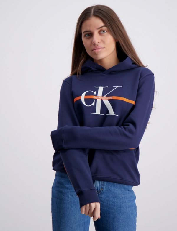 Calvin Klein Monogram Stripe Hoodie Huppari Sininen