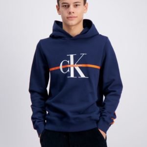 Calvin Klein Monogram Stripe Hoodie Huppari Sininen