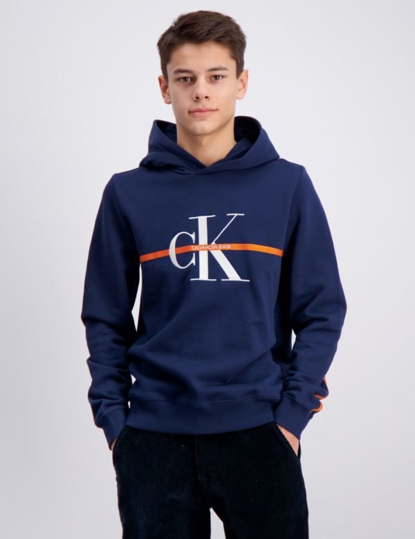 Calvin Klein Monogram Stripe Hoodie Huppari Sininen