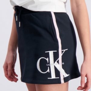 Calvin Klein Monogram Stripe Knit Skirt Hame Musta