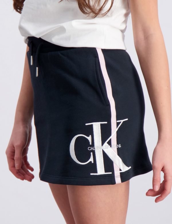 Calvin Klein Monogram Stripe Knit Skirt Hame Musta