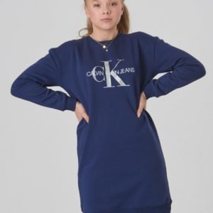 Calvin Klein Monogram Sweatshirt Dress Mekko Sininen