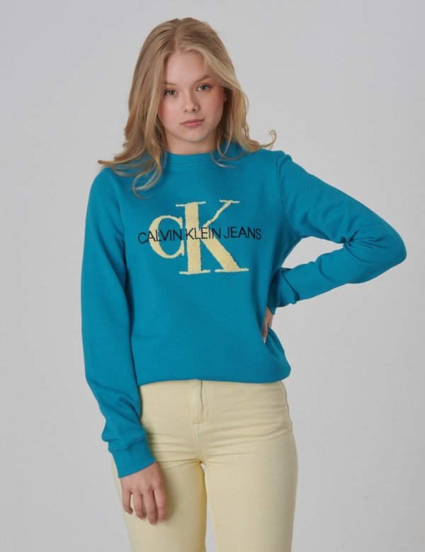 Calvin Klein Monogram Terry Sweatshirt Girl Neule Sininen