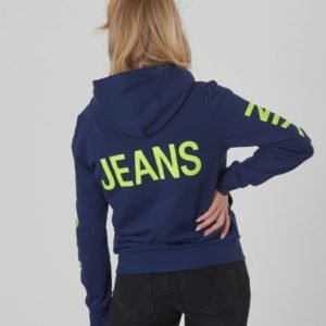 Calvin Klein Neon Logo Zip Hoodie Huppari Sininen