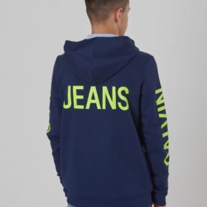 Calvin Klein Neon Logo Zip Hoodie Huppari Sininen