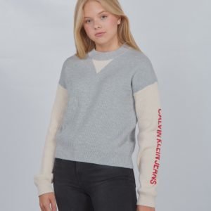 Calvin Klein Oco Colour Block Logo Sweater Neule Harmaa