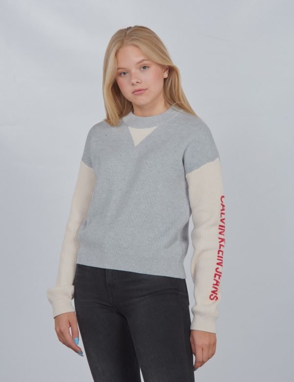 Calvin Klein Oco Colour Block Logo Sweater Neule Harmaa