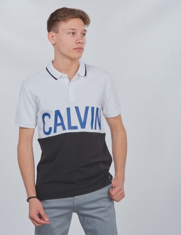 Calvin Klein Pique Calvin Chest Regular Polo Pikee Valkoinen