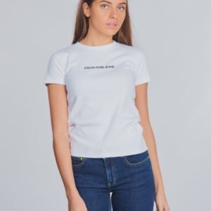 Calvin Klein Rib Ss Top T-Paita Valkoinen