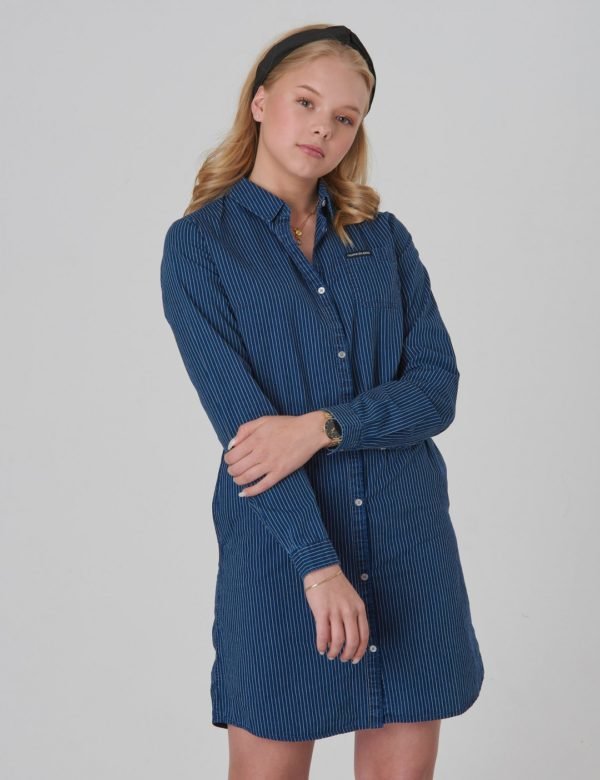 Calvin Klein Shirt Dress Blue Stripe Rigid Mekko Sininen