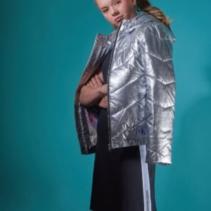 Calvin Klein Silver Light Hood Bomber Girl Takki Harmaa