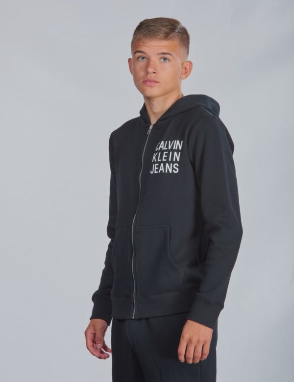 Calvin Klein Soft Logo Zip Hoodie Huppari Musta