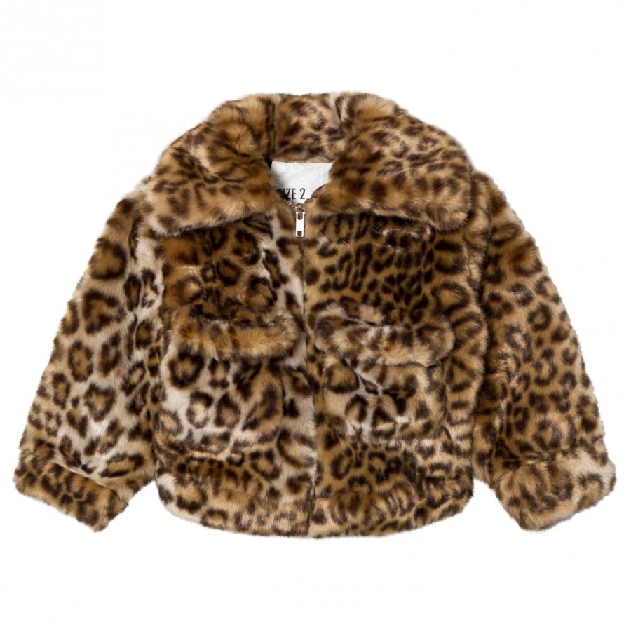 Caroline Bosmans Fake Fur Jacket Leopard Turkis