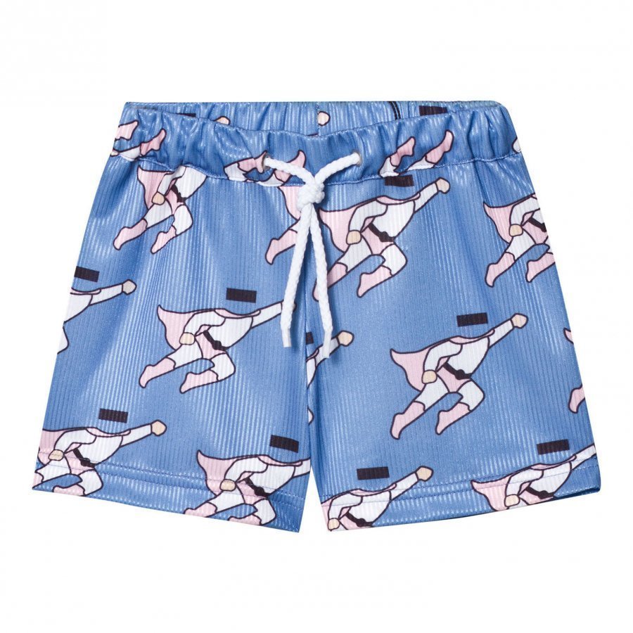 Caroline Bosmans Peace For President Shiny Wide Shorts Superman Blue Oloasun Shortsit