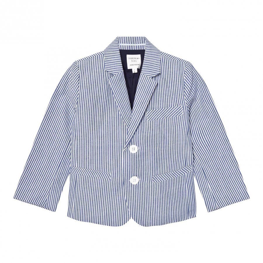 Carrément Beau Blue And White Stripe Cotton Jacket Bleiseri