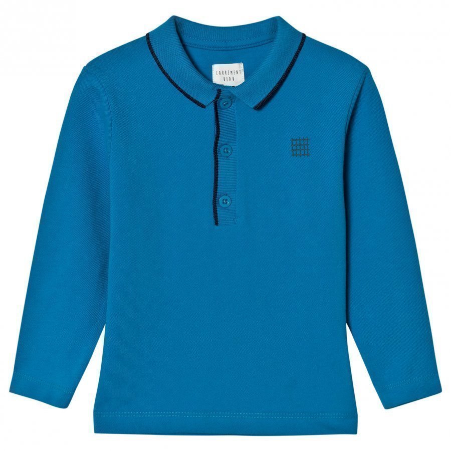 Carrément Beau Blue Long Sleeve Pique Polo Shirt Pikeepaita