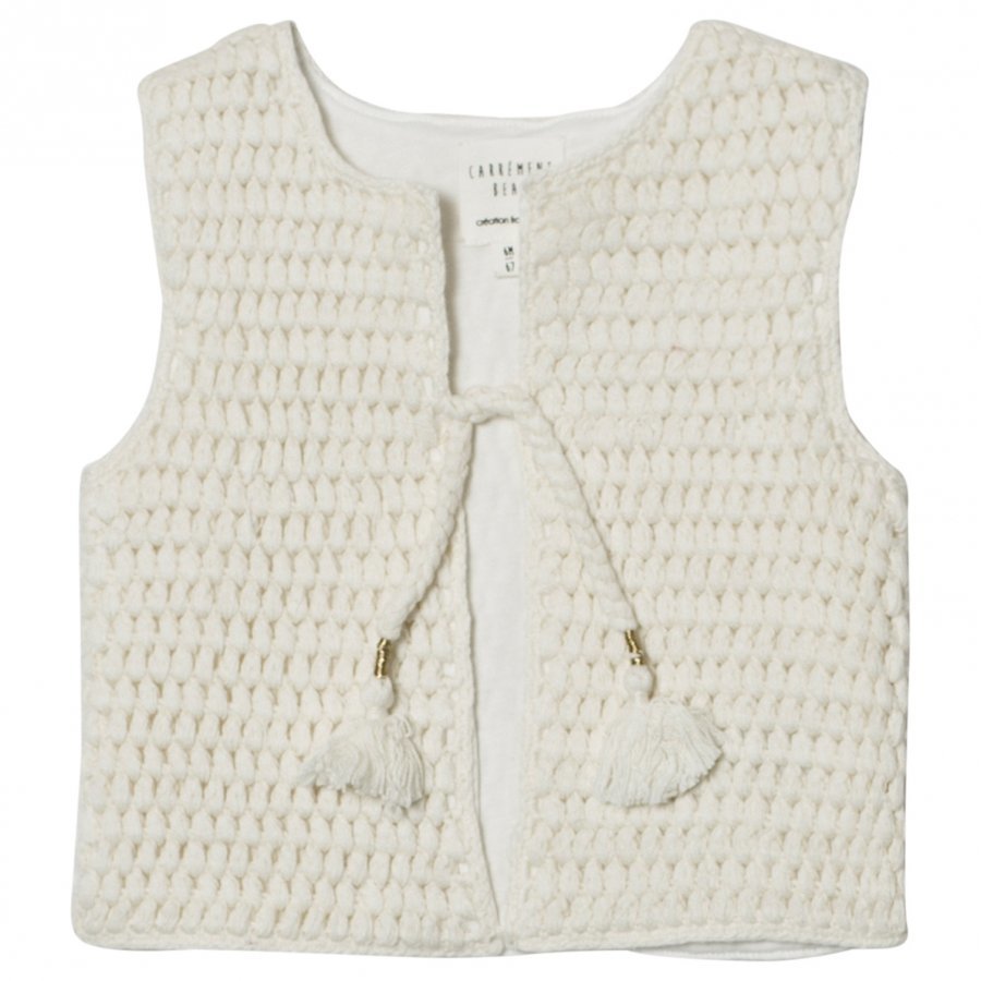 Carrément Beau Cream Knit Vest Tassle Detail Toppaliivi