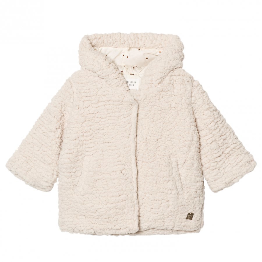 Carrément Beau Cream Teddy Fleece Hooded Jacket Turkis