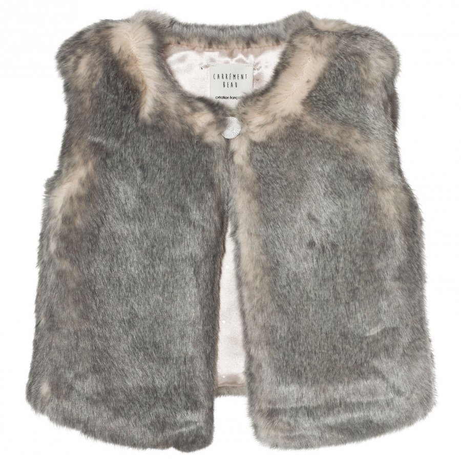 Carrément Beau Grey Faux Fur Vest Toppaliivi