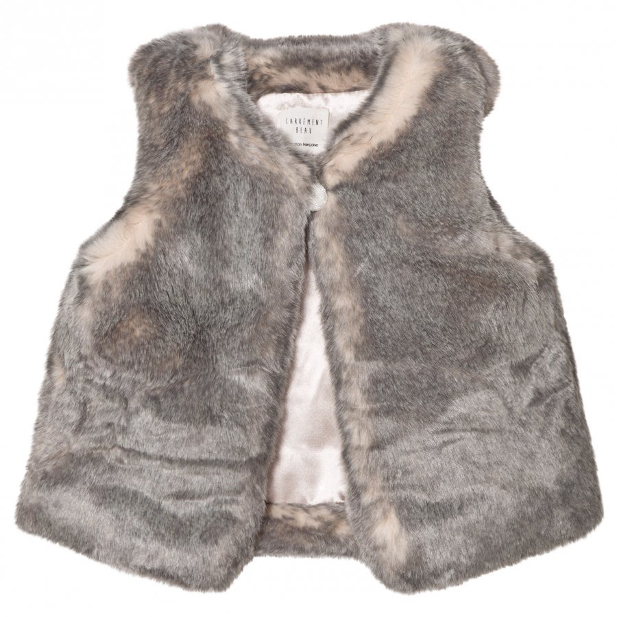 Carrément Beau Grey Faux Fur Vest Toppaliivi