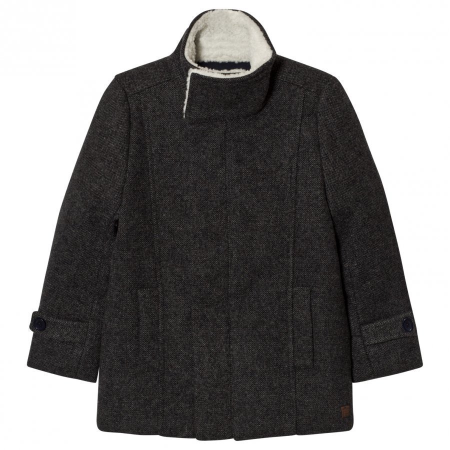 Carrément Beau Grey Wool Coat Teddy Collar Talvitakki