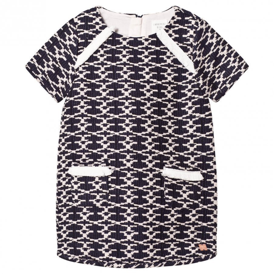 Carrément Beau Navy And White Woven Dress Mekko