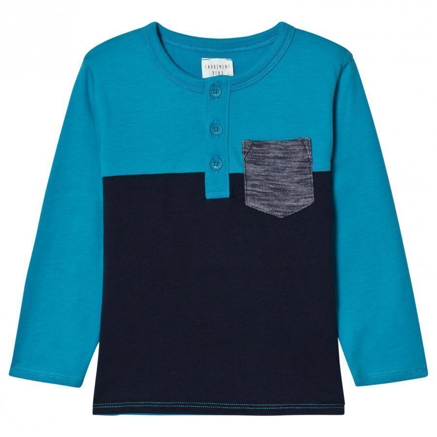 Carrément Beau Navy/Blue Long Sleeve Henley Tee T-Paita