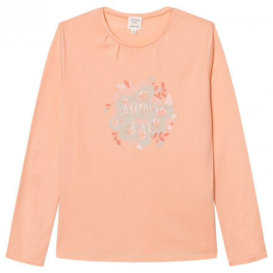 Carrément Beau Pink Floral Branded Long Sleeve Tee T-Paita